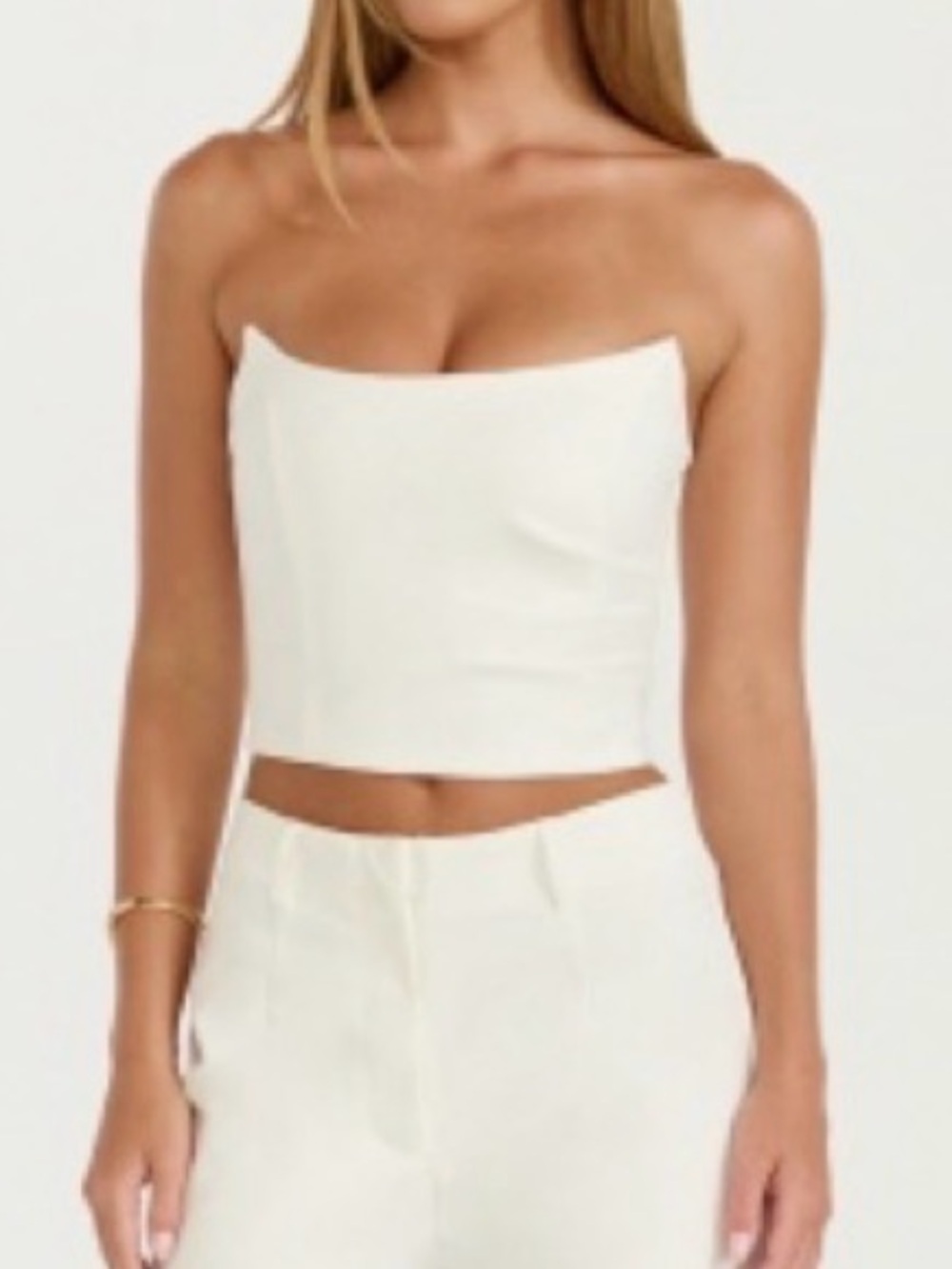 Showpo Pietra Strapless Structured Top in White